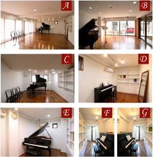AからGまでの各部屋の写真をまとめた案内
